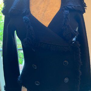Cullen Light Wool Fringed Black Jacket